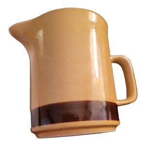 La Mesa Stoneware Creamer Pitcher Cup Golden Brown with Dark Brown Trim